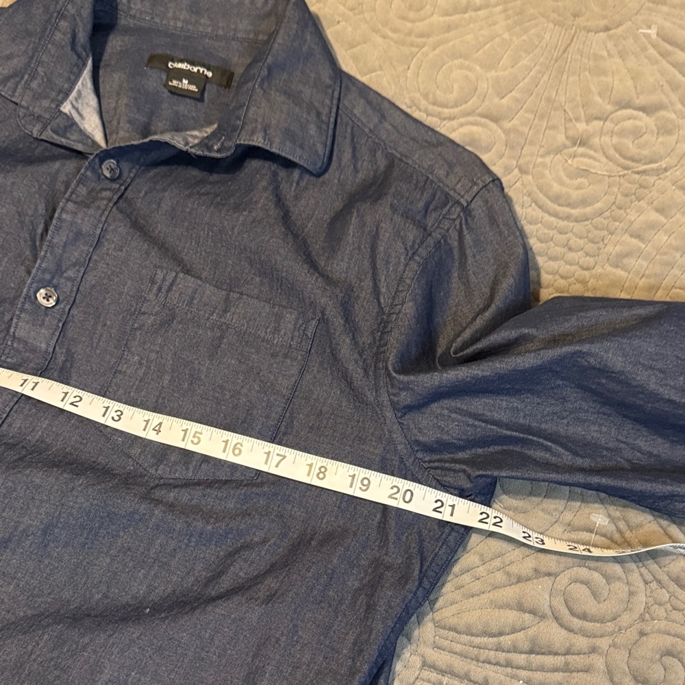 Claiborne Men's Casual Button Down Shirt - Dark Blue - Picture 9 of 10